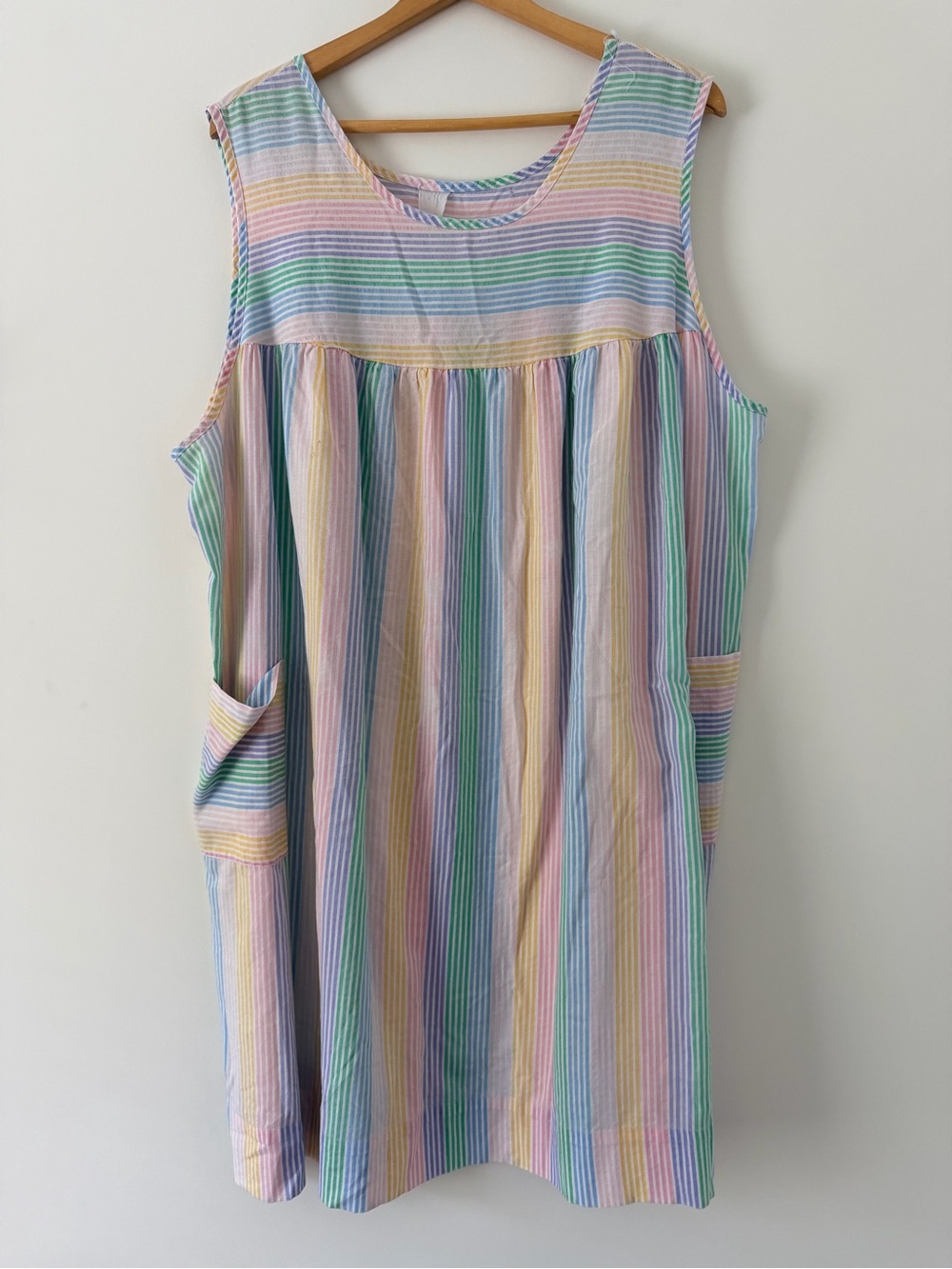 Vintage Pastel Rainbow Stripe Sleeveless Dress